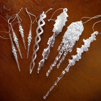Crystal Clear Acrylic Christmas Tree Ornaments – Glitter Hanging Pendants for Holiday Parties, Xmas Tree & Festive Home Decor