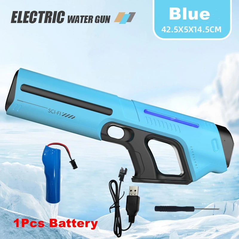 Pistolet à Eau Électrique pour Adultes – Puissant Lanceur d'Eau Automatique avec Grand Réservoir d'Eau pour Piscine d'Été, Plage et Jeux Aquatiques Extérieurs