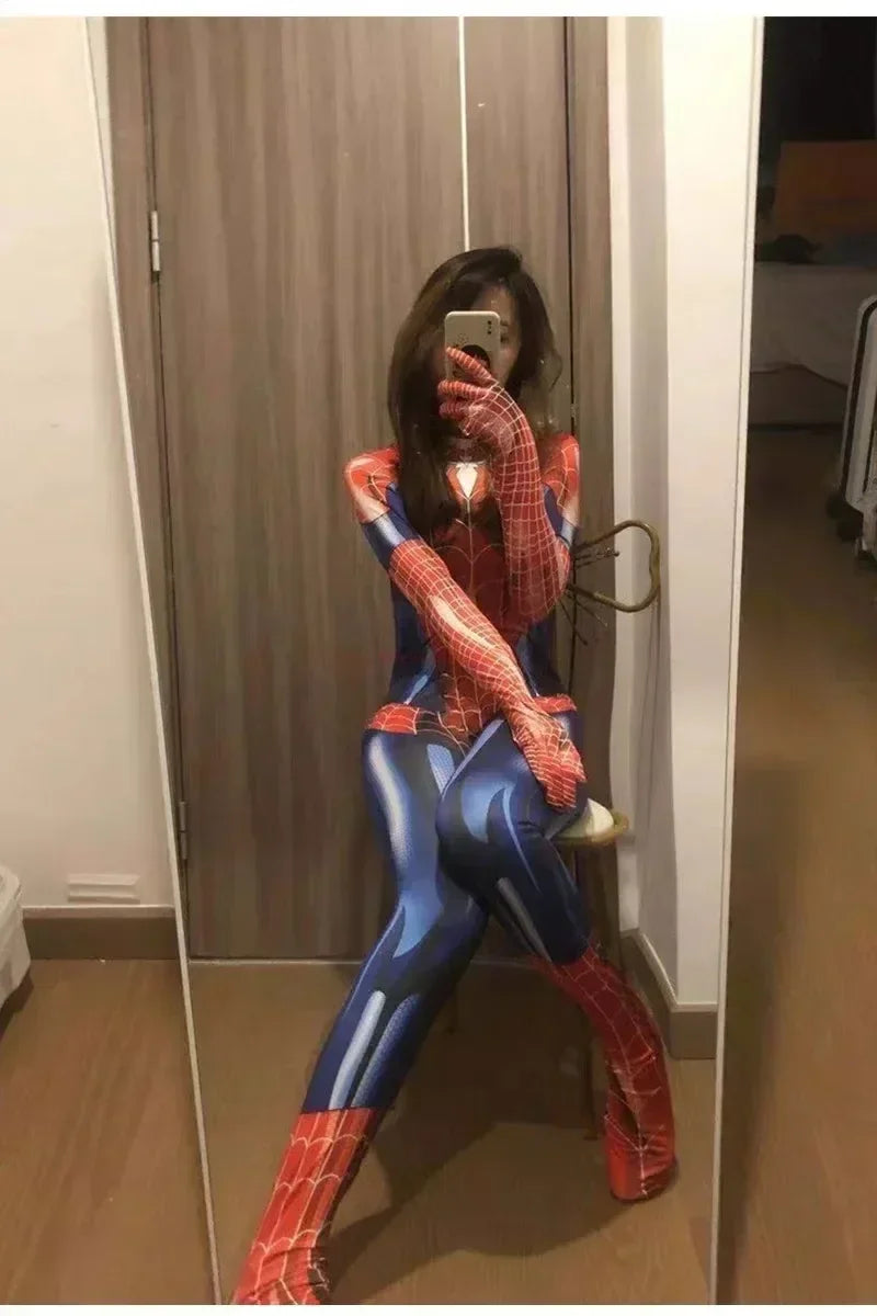 Spider Superhero Women Cosplay Costume – Black Cat 3D Print Bodysuit Jumpsuit