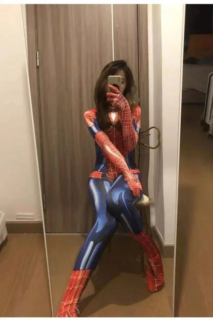 Spider Superhero Women Cosplay Costume – Black Cat 3D Print Bodysuit Jumpsuit