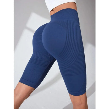 Women’s High Waist Seamless Slim Yoga Shorts Stretchy Push Up Butt Lifting Knitted Workout Running