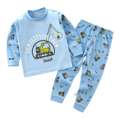Conjunto de pijama de algodón para niños – Ropa de dormir de dibujos animados de otoño invierno para niños y niñas, conjunto de ropa de descanso suave para niños, ropa de noche acogedora y conjunto para el hogar para un sueño cómodo