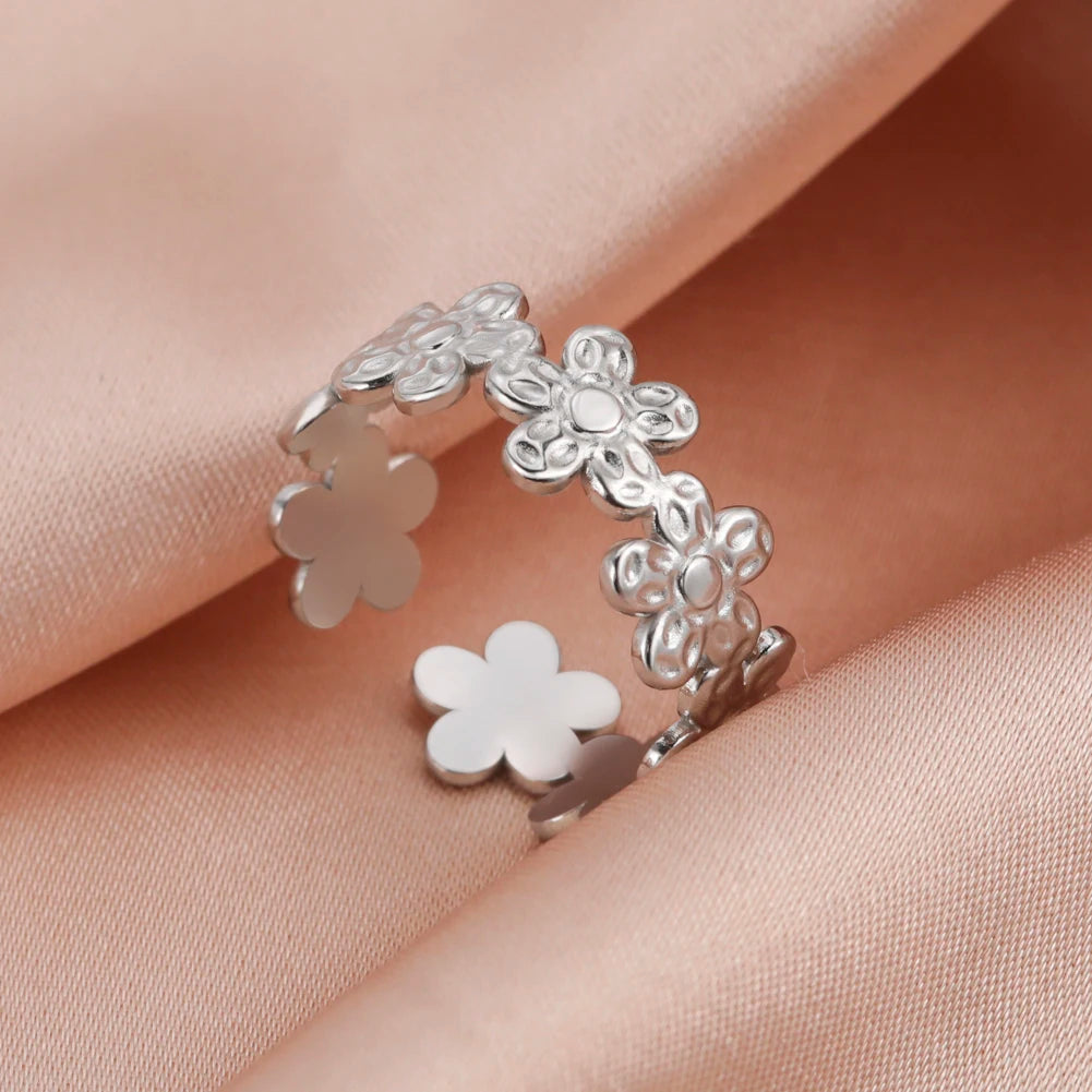 Bague Skyrim en acier inoxydable cœur géométrique pour femme, réglable, ouverte, pour fête, esthétique