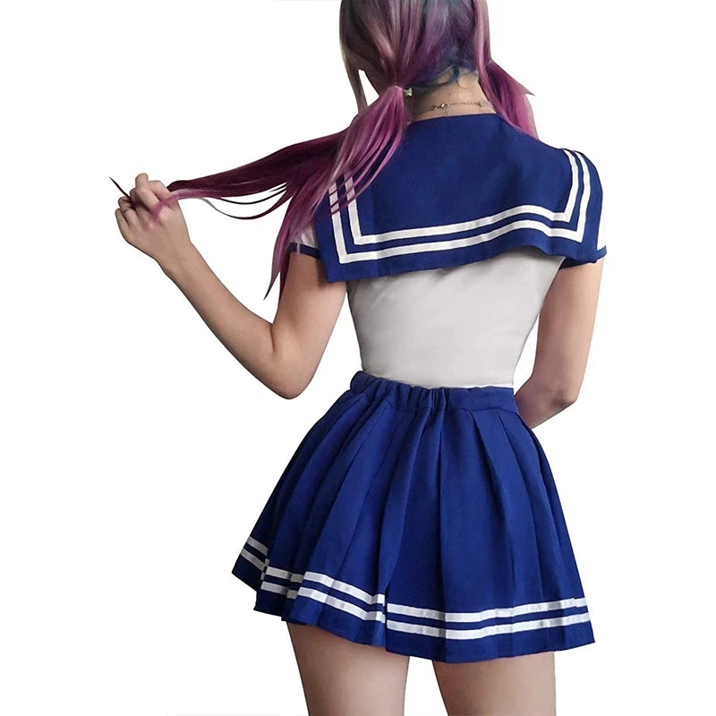 Sailor Moon Cosplay Romper Costume – Cute Girl Cotton Bodysuit Set | Pleated Skirt Pajama-Style Outfit (Women / Party Wear)
