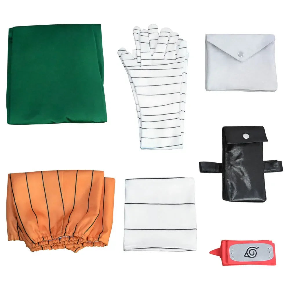 Naruto Rock Lee Inspired Anime Cosplay Costume Set with Wig – Green Jumpsuit Uniform for Halloween, Carnival & Party Roleplay