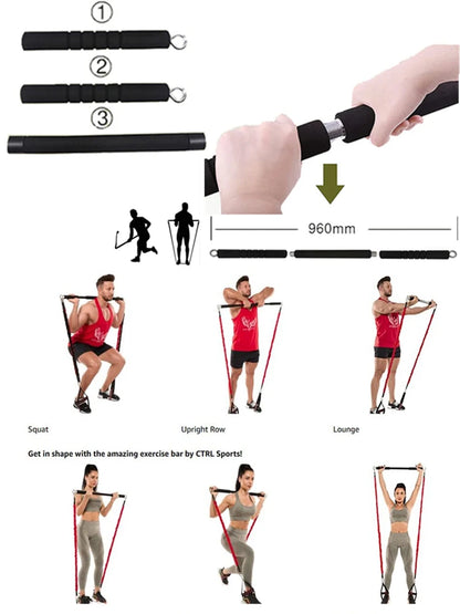 Juego de Bandas de Resistencia para Barra de Ejercicio – Expansor de Cuerda para Pilates y Yoga para Entrenamiento de Fuerza, Fisicoculturismo, Gimnasio en Casa y Ejercicios de Fitness