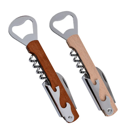 Personalized Wood Handle Corkscrew Wine Opener – Custom Logo Bottle Opener for Weddings, Gifts, Beer Bottles & Brand Promotions