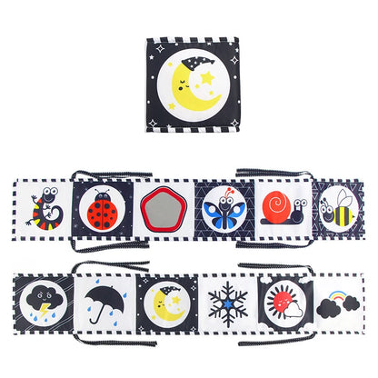 Black & White Sensory Cloth Book for Babies 0–12 Months Montessori Soft Crinkle Toy