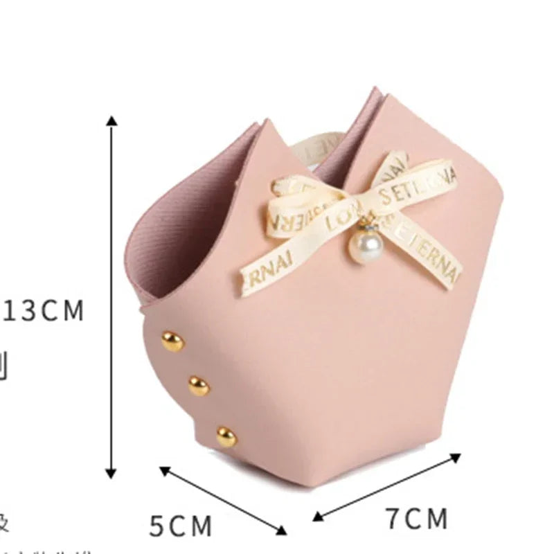 20PCS Bolsas de Regalo de Cuero con Cinta de Lazo – Mini Bolsos para Recuerdos de Bodas, Navidad, Dulces, Regalos y Empaque de Lujo para Fiestas