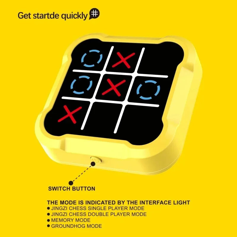 Jeu d'échecs et de morpion électronique – Jeu de société stratégique multifonctionnel pour enfants, jouet interactif d'entraînement cérébral, puzzle logique éducatif et cadeau d'activité parent-enfant amusante