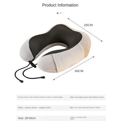 Almohada de cuello de espuma viscoelástica en forma de U – Almohada de viaje suave para dormir en avión, cojín de soporte cervical, almohada ergonómica para el cuello para viajes, oficina y relajación en el hogar