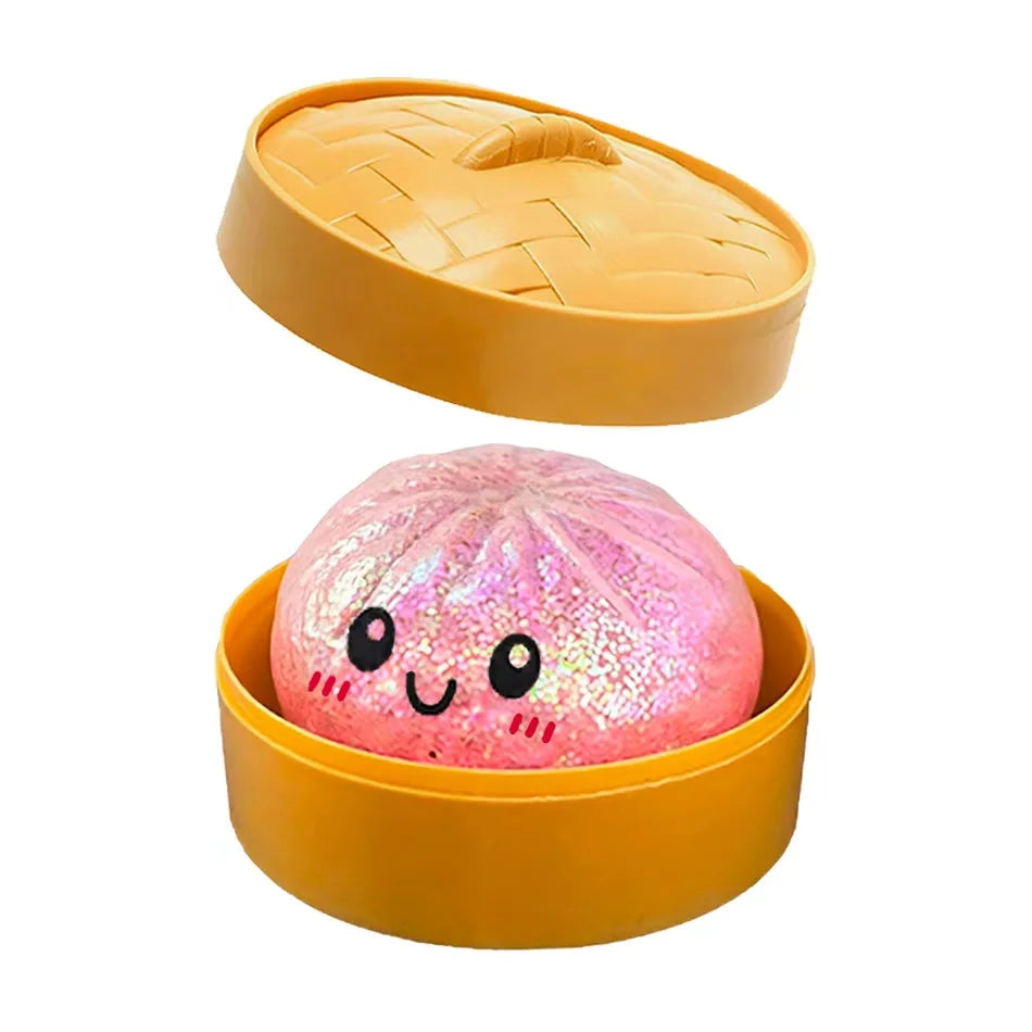 1–12PCS Glitter Dumpling Squishy with Box – Sensory Squeeze Stress Relief Fidget Toy, Glitter Dumplings Set