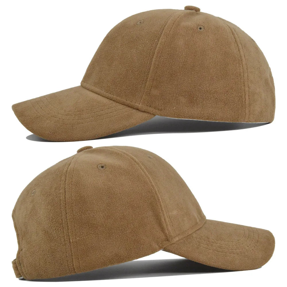 Casquette de baseball rétro en suède uni – Casquette snapback réglable hip hop pour hommes et femmes, casquette de style urbain à visière en fausse fourrure pour le printemps et l'automne