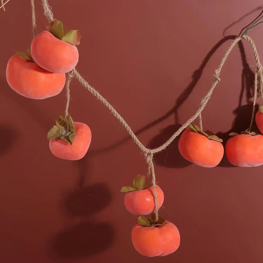 8PCS Lifelike Artificial Persimmon Fruits – Orange Simulation Fruit with Frost Design for Wall Hanging, Home Decor & Autumn Decorations