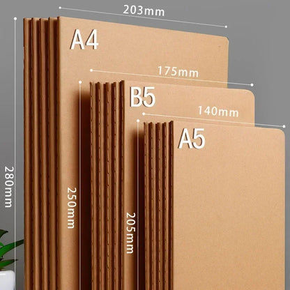 A5 Kraft Cover Notebook – Vintage Blank, Grid & Lined Journal for School & Office