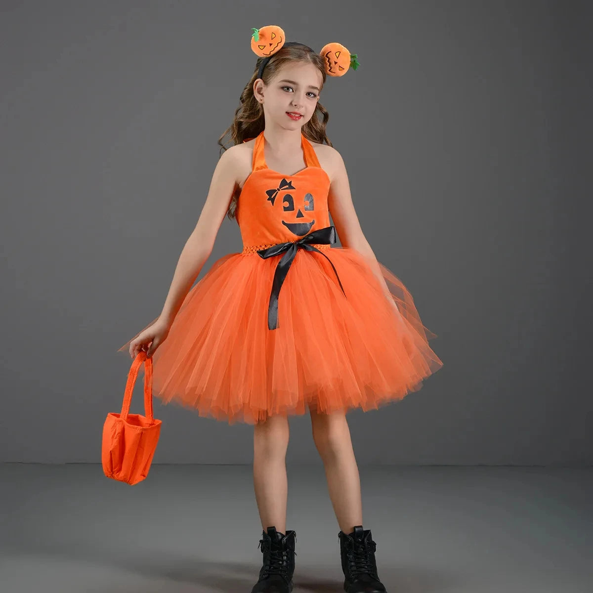 Girls LED Light-Up Witch Costume Dress – Halloween Vampire Cosplay Outfit for Carnival, Masquerade, Performance & Pumpkin Parties