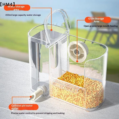 HM4 Automatic Bird Feeder & Water Dispenser – Clear Durable Cage Accessory for Budgies, Cockatiels, Lovebirds & Small Birds