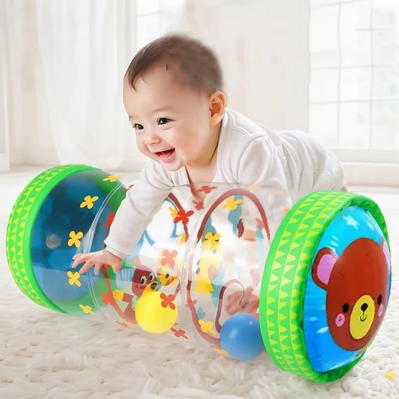 Inflatable Baby Crawling Roller Toy – Rattle & Activity Play Toy for Babies 6-12 Months, Interactive Developmental & Educational Toy