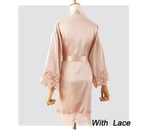 Women’s Summer Lace Kimono Robe – Bride & Bridesmaid Wedding Sleepwear Embroidered Bathrobe Night Dress