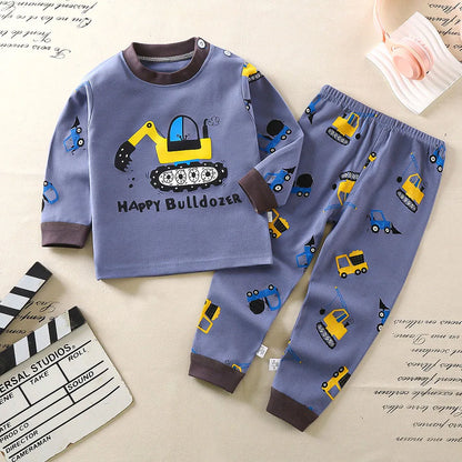 Conjunto de pijama de algodón para niños – Ropa de dormir de dibujos animados de otoño invierno para niños y niñas, conjunto de ropa de descanso suave para niños, ropa de noche acogedora y conjunto para el hogar para un sueño cómodo
