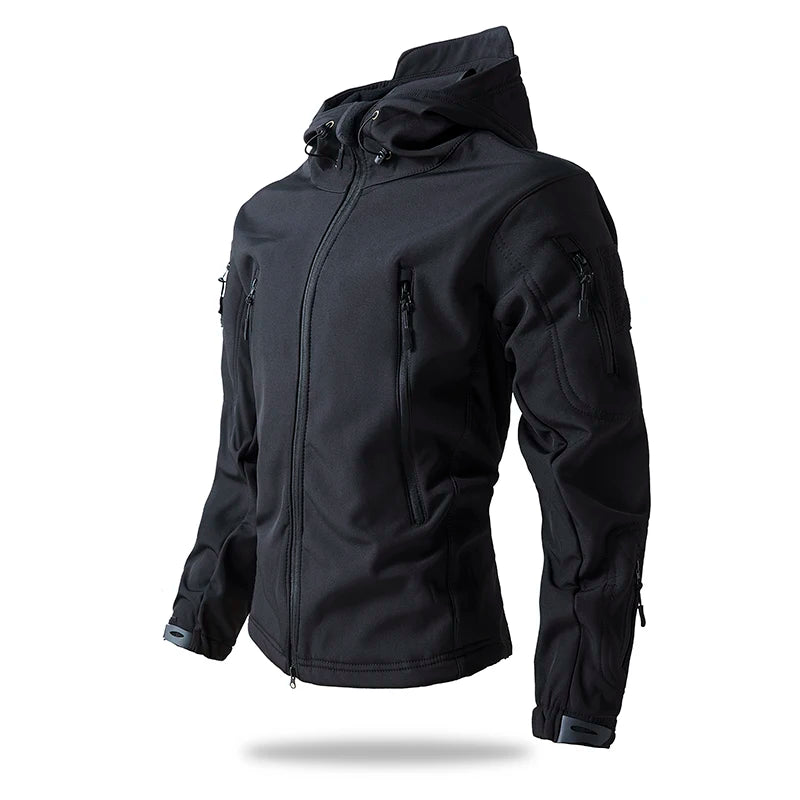 Lurker Men’s Soft Shell Tactical Jacket – Waterproof Fleece-Lined Hooded Coat, Camouflage Outdoor Outerwear for Autumn & Hunting