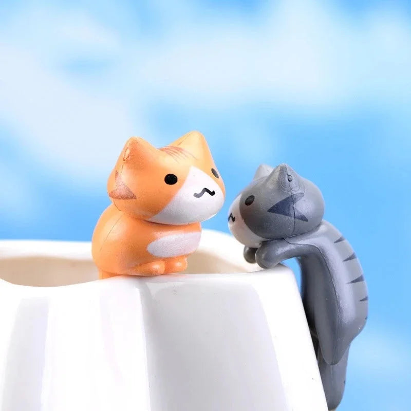 Lot de 6 Mini Figurines Chat Porte-Bonheur Dessin Animé – Mignonnes Miniatures pour Décoration de Jardin, Bonsaï, Artisanat de Jardin Féerique, Pots de Fleurs & Idées Cadeaux