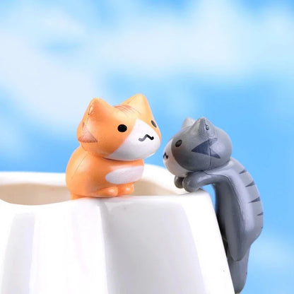 Lot de 6 Mini Figurines Chat Porte-Bonheur Dessin Animé – Mignonnes Miniatures pour Décoration de Jardin, Bonsaï, Artisanat de Jardin Féerique, Pots de Fleurs & Idées Cadeaux