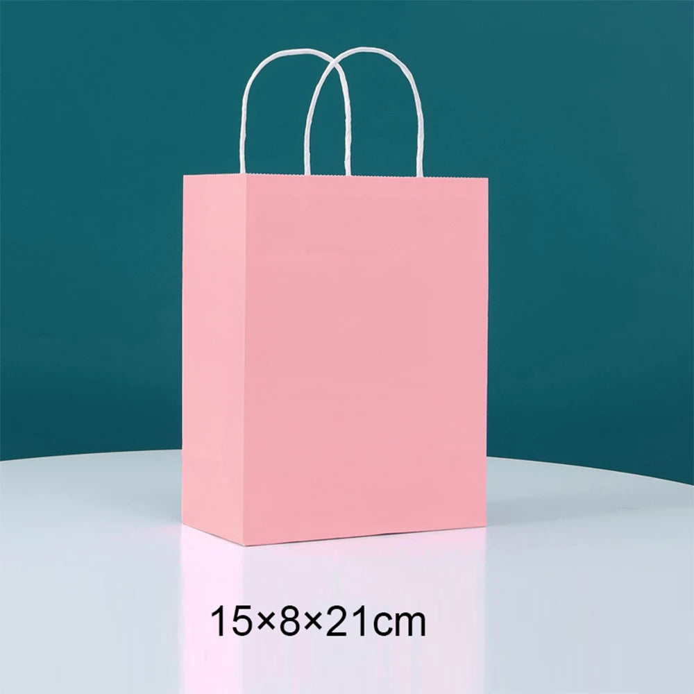 Bolsas de regalo de papel kraft de 5/10/25/50 piezas con asas – Bolsas de regalo y dulces de 10 colores para cumpleaños, bodas, baby showers y empaques de regalo