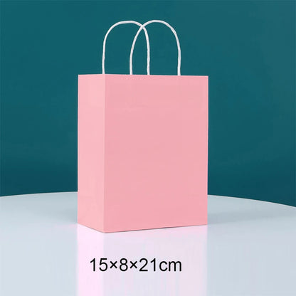 Bolsas de regalo de papel kraft de 5/10/25/50 piezas con asas – Bolsas de regalo y dulces de 10 colores para cumpleaños, bodas, baby showers y empaques de regalo