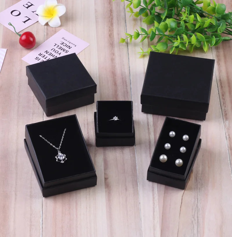 12PCS Paper Jewelry Gift Boxes for Rings, Earrings, Bracelets & Necklaces – Black & Gray Display Cases