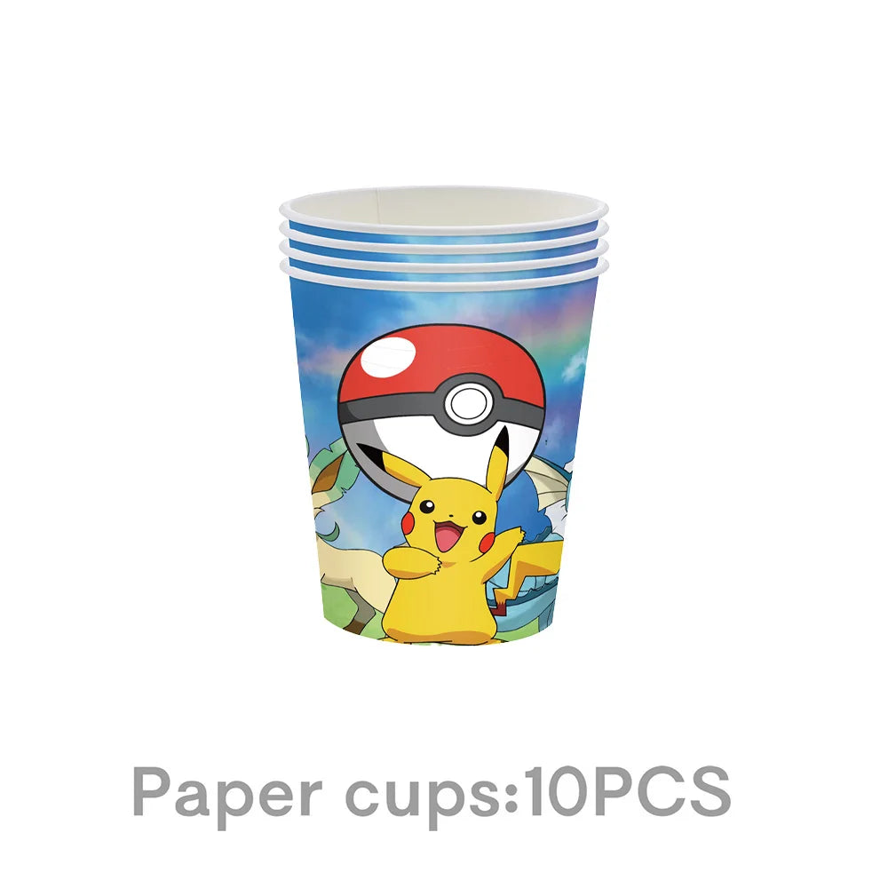 Pokémon Birthday Party Supplies Set – Paper Plates, Cups, Napkins, Tablecloth, Gift Bag Fillers & Guest Favors for Pikachu Party & Baby Shower