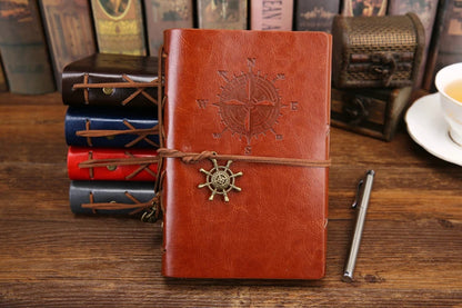 Retro Spiral Leather Notebook – Vintage Pirate Journal with Refillable Pages