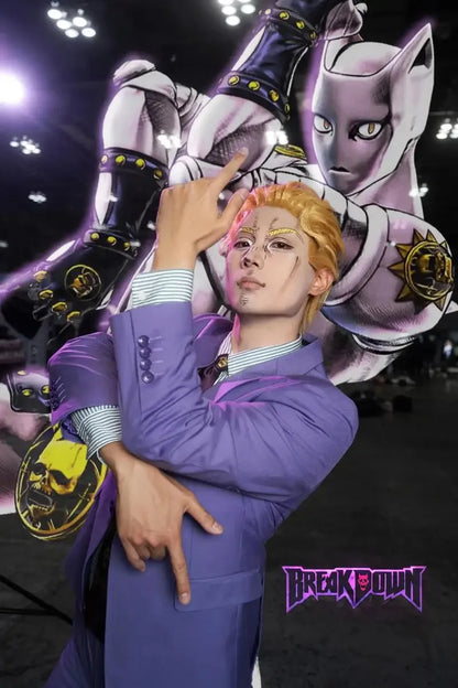 Anime Purple Blazer Cosplay Costume Set – Shirt, Pants, Tie & Belt Outfit for Men & Women Halloween Roleplay Suit