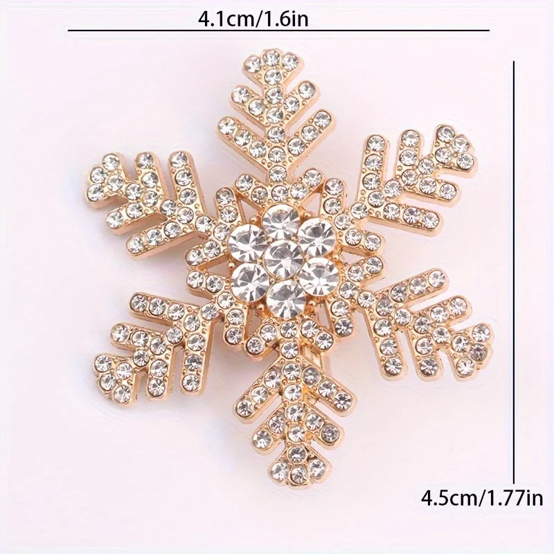 Elegant Snowflake Pearl Crystal Brooch – Fashion Corsage Coat Accessory for Women, Party, Wedding & Formal Outfit Decoration