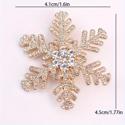 Elegant Snowflake Pearl Crystal Brooch – Fashion Corsage Coat Accessory for Women, Party, Wedding & Formal Outfit Decoration