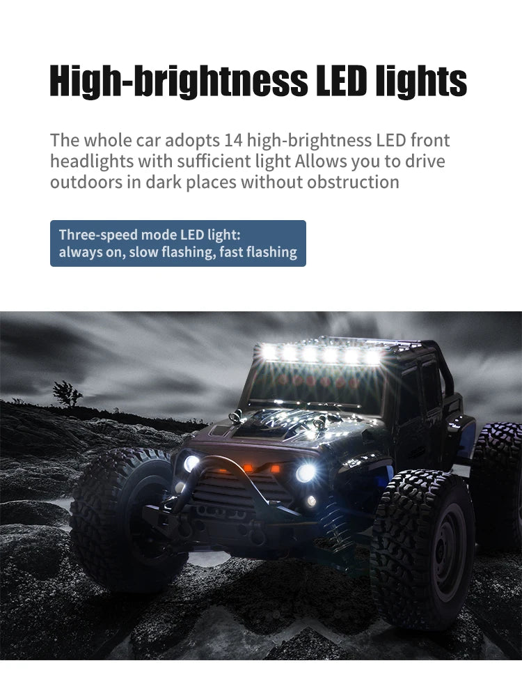 ZWN 1:16 4WD RC Monster Truck 50KM/H y 70KM/H Coche de Derrape de Alta Velocidad con Luces LED y Control Remoto 2.4GHz