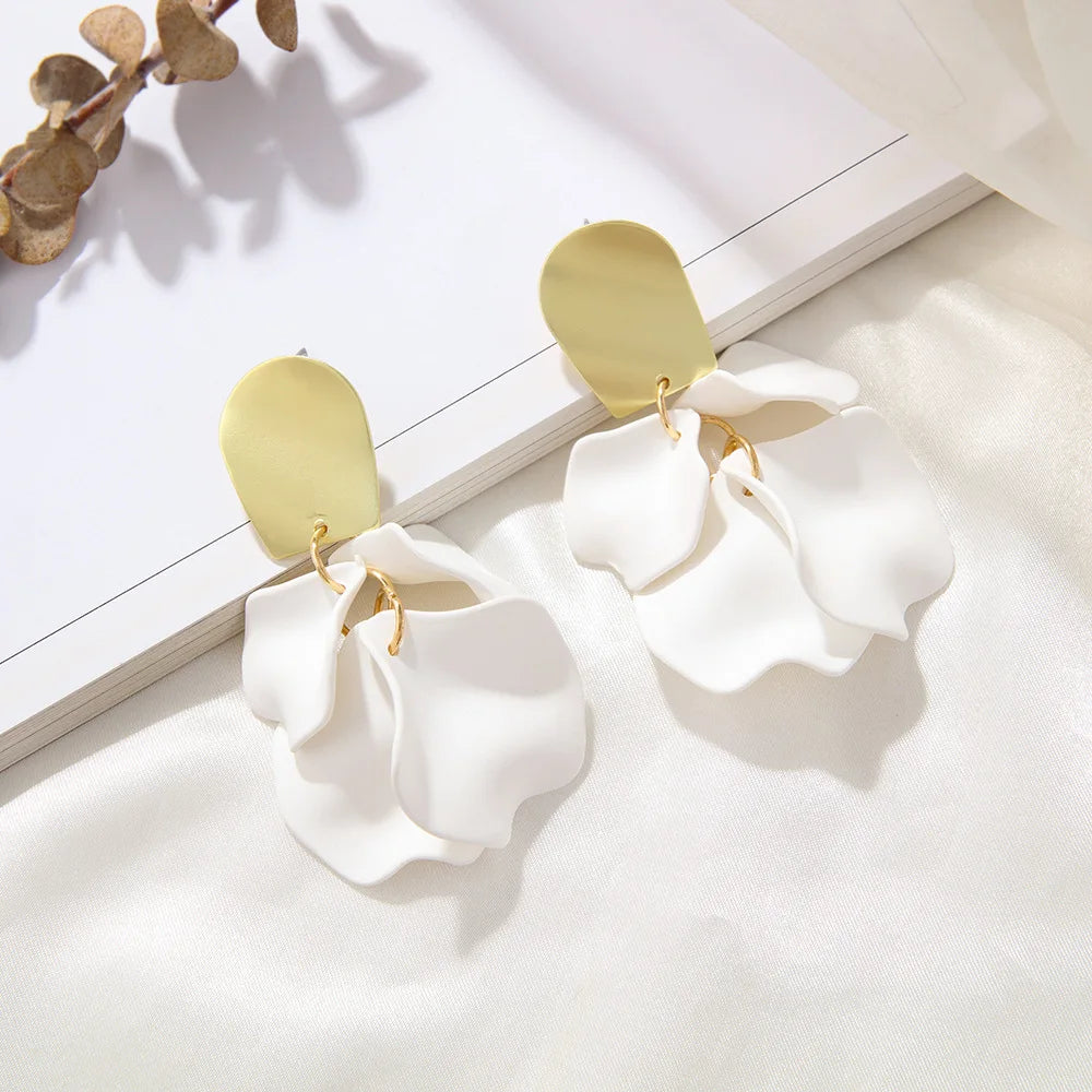 Multicolor Flower Earrings for Women – Delicate Petal Tassel Stud Earrings, Elegant Floral Jewelry for Everyday & Party Wear