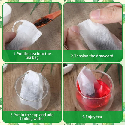 100-1000pcs Disposable Tea Filter Bags – Nonwoven Drawstring Tea Strainer Bags, Single Use Loose Leaf Tea Bags for Coffee, Herbs, Spices & Kitchen Brewing Accessories