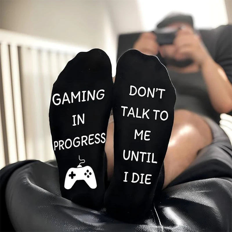 Funny Gaming Socks for Men & Boys – “Gaming in Process” Novelty Video Game Socks, Gamer Gift Idea