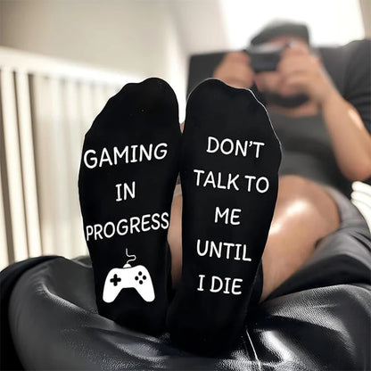 Funny Gaming Socks for Men & Boys – “Gaming in Process” Novelty Video Game Socks, Gamer Gift Idea