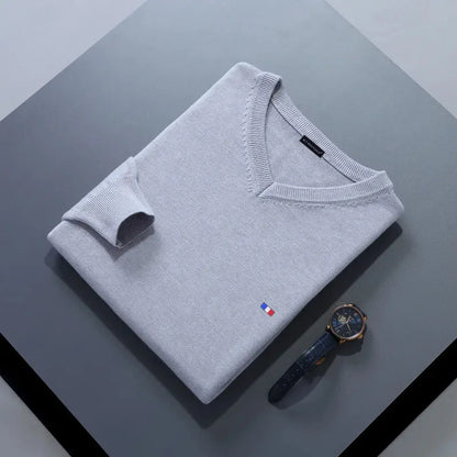 Men’s Classic V-Neck Cashmere Blend Sweater – Warm Pullover Jumper for Autumn & Winter, Casual Fashion Knitwear