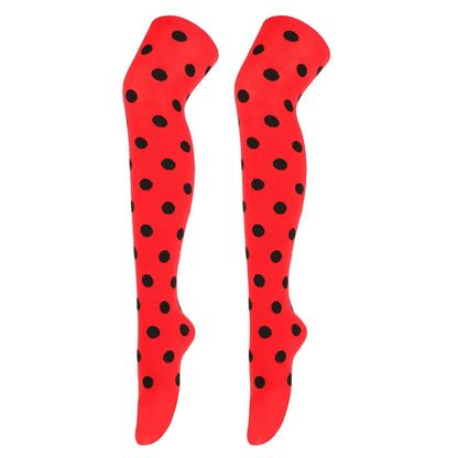 Thigh High Socks Women Over Knee Striped Polka Dot Stockings Black White Pink Lolita Cosplay Harajuku Y2K Kawaii
