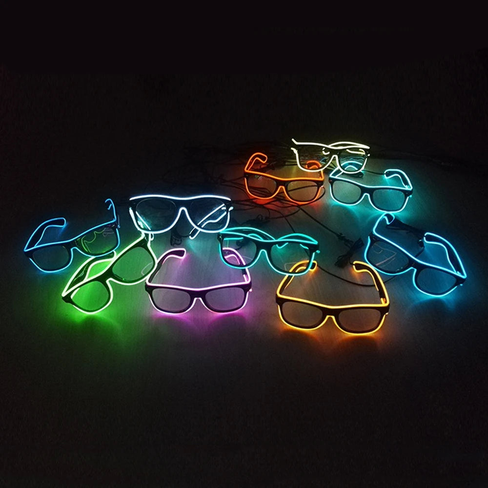 LED EL Wire Light-Up Glasses – Flashing Neon Party Sunglasses for Festivals, Raves & Cosplay