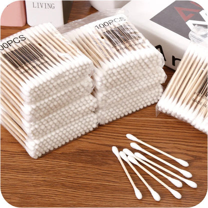 100/500/1000/2000 bastoncillos de algodón de doble punta con palos de madera – para maquillaje, belleza, nariz, oídos y cuidado personal