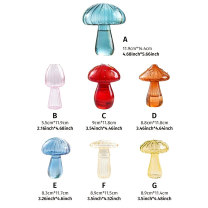 Transparent Glass Mushroom Vase – Hydroponic Planter for Flowers, Plants & Home Décor