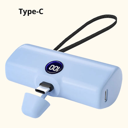 5000mAh Mini Power Bank – Fast Charging Portable Charger with LED Digital Display, Compact External Battery Pack for iPhone & Android
