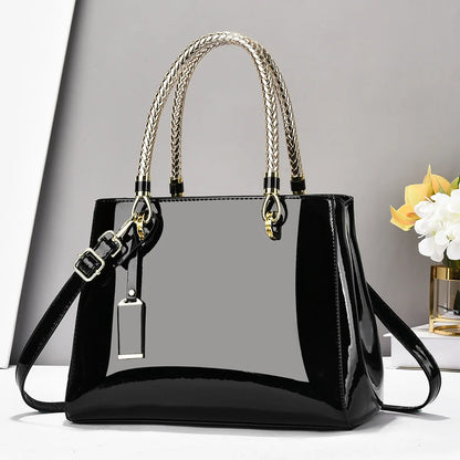 Women's 2025 Light Luxury Lacquer Leather Handbag – Large-Capacity Casual Shoulder & Crossbody Bag with Glossy Finish, Stylish Everyday Purse