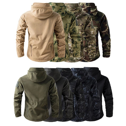 Lurker Men’s Soft Shell Tactical Jacket – Waterproof Fleece-Lined Hooded Coat, Camouflage Outdoor Outerwear for Autumn & Hunting