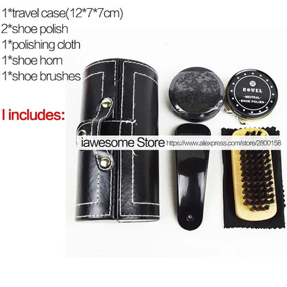 Professional Shoe Care Kit – Portable Leather Shoe Cleaning & Polishing Set with Brush, Shoehorn & Shine Tools for Boots & Sneakers