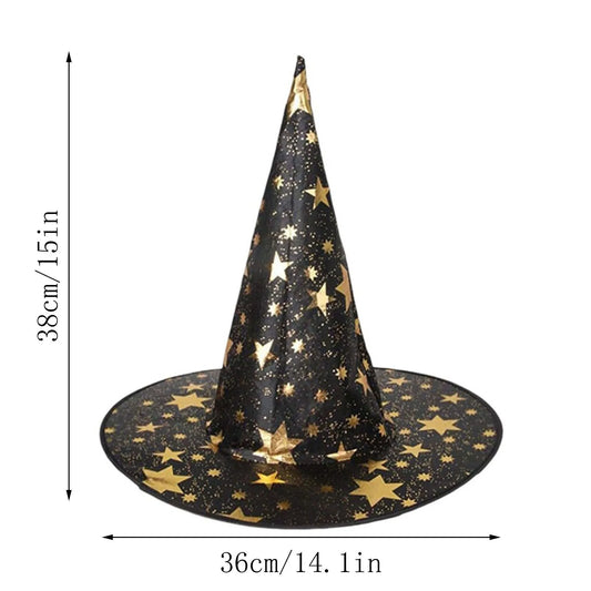 Halloween Wizard Hat – Bronzing Pentagram Magician Hat for Kids & Adults, Witch Masquerade Party Costume Accessory & Halloween Favor 2025